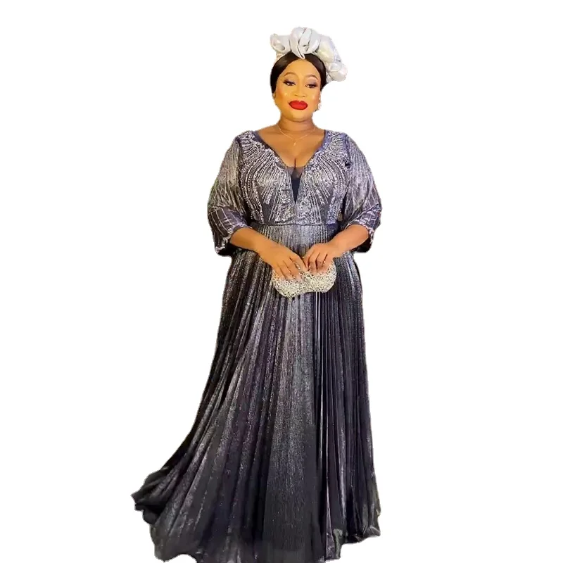 

African Dresses For Women 2023 Summer Autumn Africa Clothing 3/4 Sleeve Sexy V-Neck Perspective Slim Dress Office Lady Party