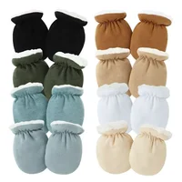 Warm Wool Furry Newborn Mittens Simplicity Solid Color Toddler Glove Autumn Winter Warm Thicken Anti-scratch Face Baby Glove 1