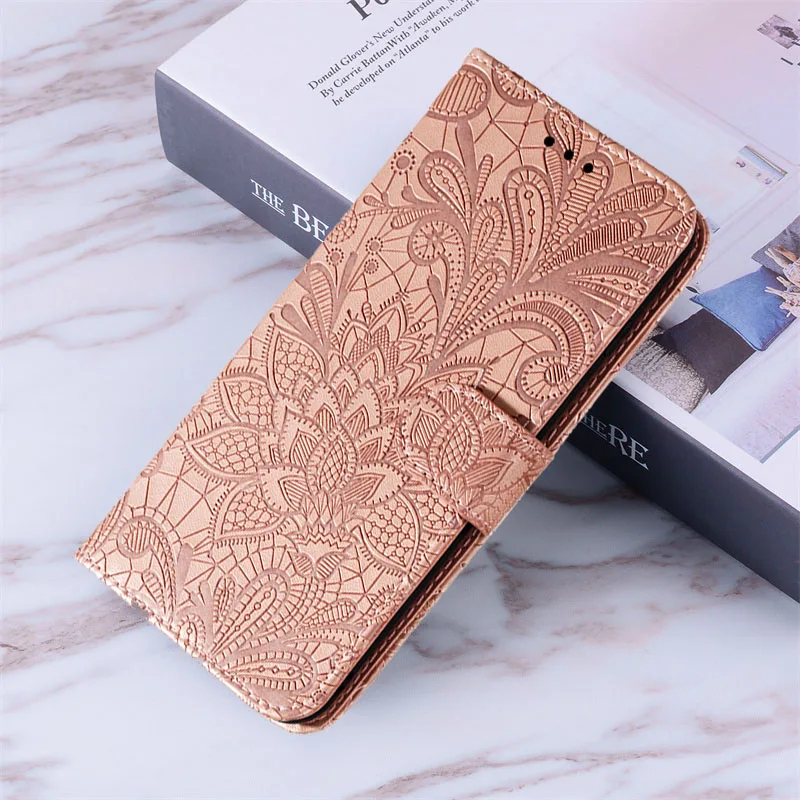 Floral Leather Flip Wallet Case – Elegant Flower Design with Card Slots and Stand Feature