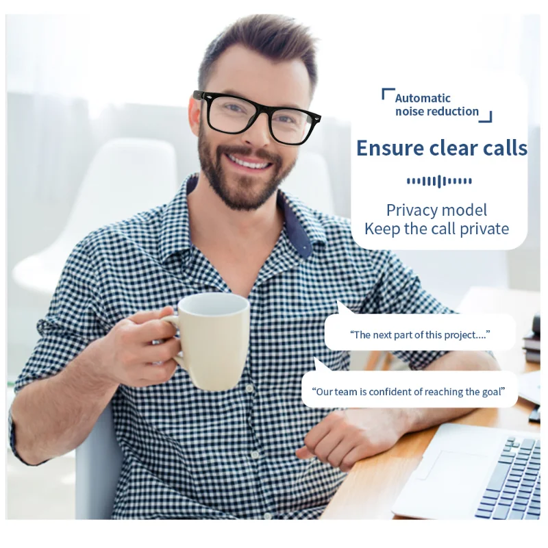 Bluetooth Audio Smart Glasses Interchangeable Frames Open Ear Surround Sound w Speakers Mics Calls Voice Control For Android IOS