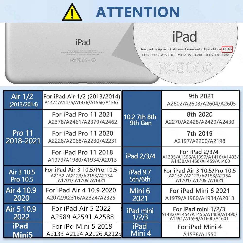 iPad Case Tablet Cover for iPad 10th 7/8/9th Generation Air5 4 Mini6 etc.