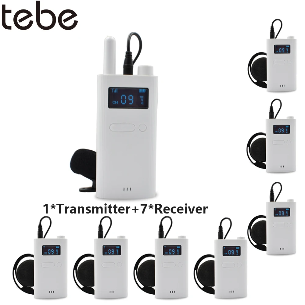 

Tebe Tour Guide Audio Systems Portable Wireless Transmitter and Receiver with Mircophone Earphone for Training Teaching Church