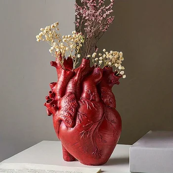 Creative Heart Shaped Vases for Flowers Sculpture Personalized Vase Heart Shaped Art Resin Vase Desktop Home Decoration 1