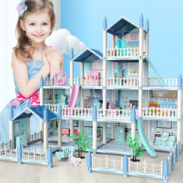 Princess Villa Diy Doll House Pink Castle Game Room With Doll Kit Assembly Doll  House Girl Toy Birthday Gift Family toys - AliExpress