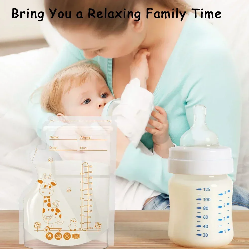 30 Pack 250ml BPA Free Milk Storage Bags Safe Breast Milk and Baby Food Freezer Bags for Easy Feeding