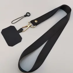 Durable Solid Color Phone Lanyard with Anti - Lost Pendant (Black)