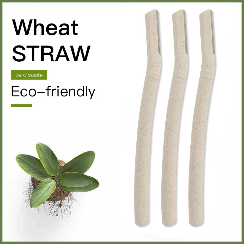 12 Pcs/Box Wheat Straw Face Eyebrow Razor for Women,Facial Dermaplane Razor,Biodegradable Dermaplaning Tool with Precision Cover 6