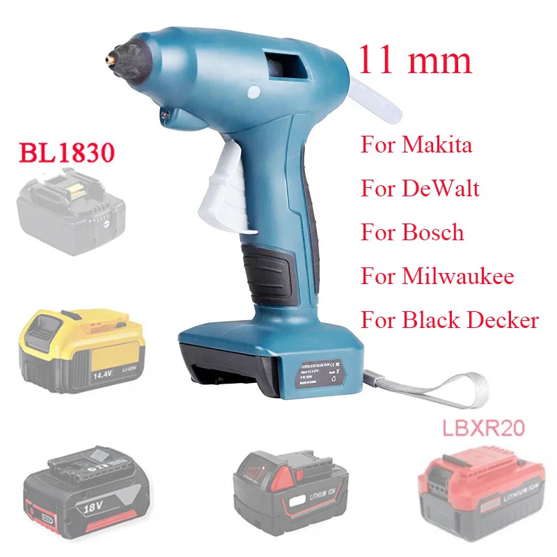 50W Cordless Hot Melt Glue Gun with 7mm Glue Sticks for Makita for Dewalt  for Milwaukee 18V Li-ion Battery Repair Tool