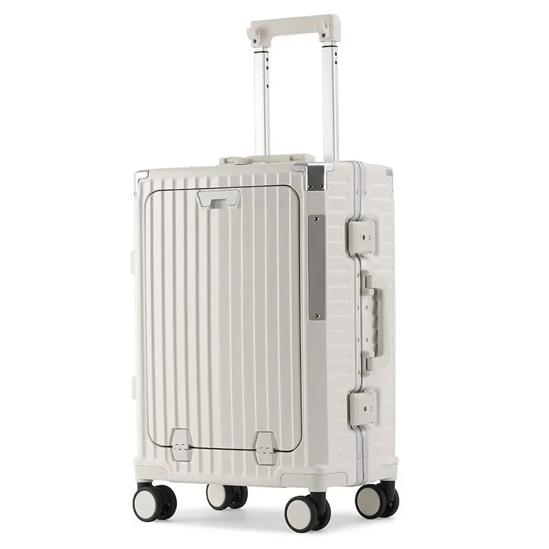 Multifunction Carry on Luggage With Front Open Compartment Hot Sale Boarding Case With USB Charging Port Aluminum Frame