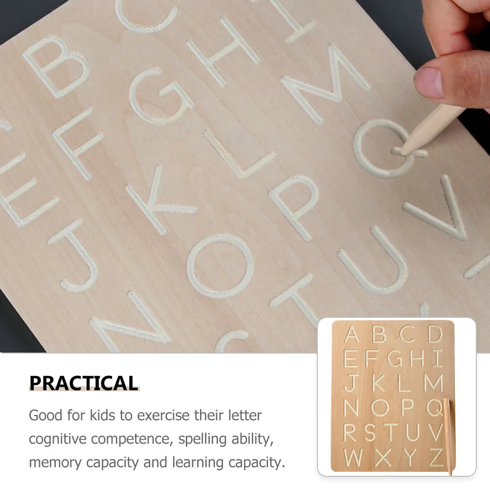 1세트 고품질 나무 알파벳 학습 보드 인지 발달 및 기억력 훈련을 위한 안전하고 매끄러운 표면의 글자판