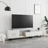 Modern 69" TV Stand with MDF Cabinet and Powder Coated Steel Legs for Living Room and Bedroom, White 2