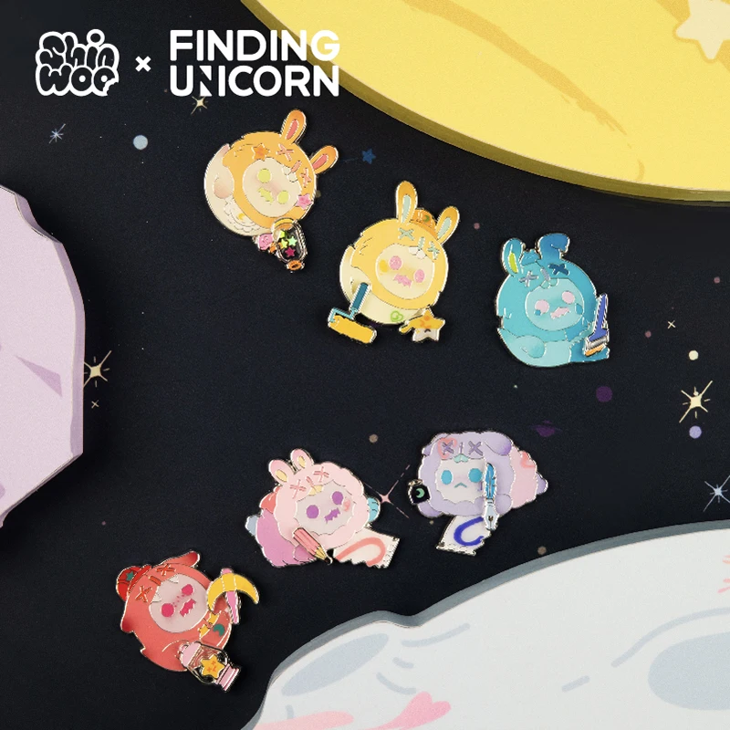 

ShinWoo The Lonely Moon Series Badge Blind Box Toys Cute Anime Figure Suction Brooch Decoration Birthday Gift Surprise Box