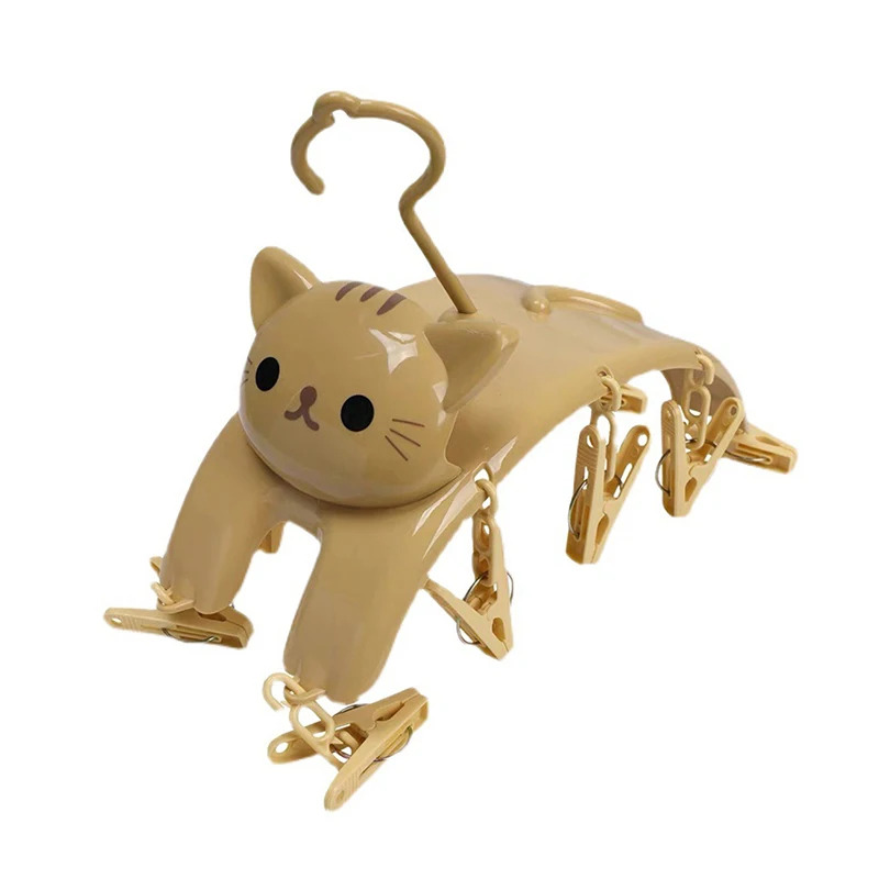 1Pcs Cute Cat Hanging Clothes Drying Rack With Clothes Pegs Indoor