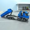 10x10 RC 1/14 Hydraulic Metal Crane Dump Truck Full Dumper Car Model Rear Axle Lifting U-shaped Bucket with Light Sound TH23566 5