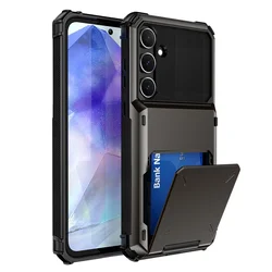 Universal Wallet Credit Flip Card Slot Phone Case - Shockproof Armor TPU Back Cover - iPhone 13 Mini (Gray)