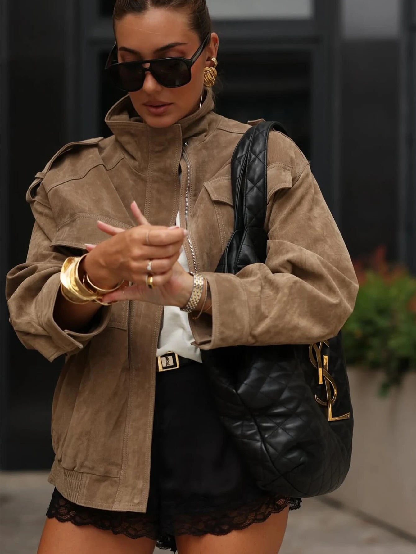 Women Suede Jacket 2026 New Spring Fashion Long Sleeve Zipper Loose Jackets Coat Chic Female High Street Casual Outerwear ﻿ ﻿ ﻿