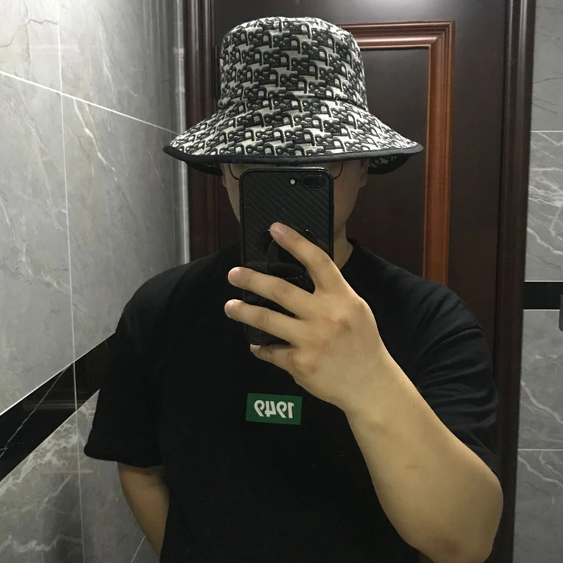 Four Seasons Universal Soft Cotton Printed Letter Bucket Hat Summer Men's Women's Big Brim Flat Top Sunshade Fisherman Hat