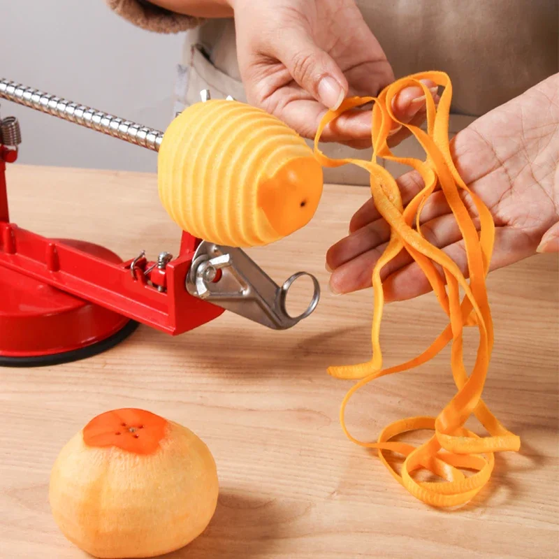 Description Picture 6 of item3 in 1 Manual Spiral French Fry Cutter Cooking Tool Fruit Peeler Hand Crank Slicer Suction Base Stainless Steel Kitchen Gadgets