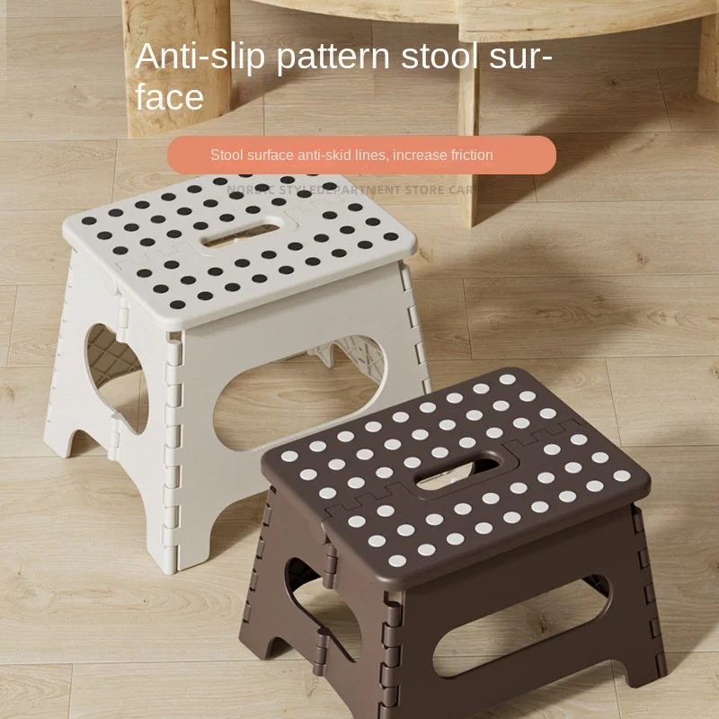 Plastic Thickened Folding Stool High Stool Foldable Household Chair Simple Children's Small Bench Outdoor Portable Save Space