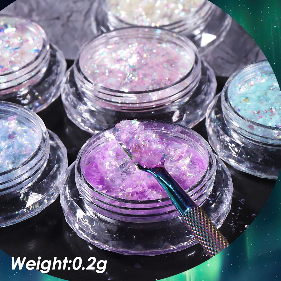 Iridescent Opal Nail Art Glitter Flakes