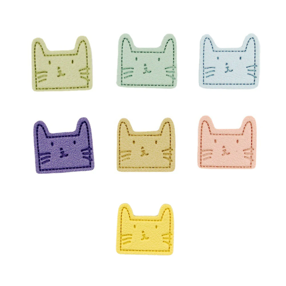 24 개/갑/팩 무작위 색상 고양이 인공 PU 가죽 라벨 태그 의류 가방 모자 태그 홈 인테리어 Diy 바느질 액세서리