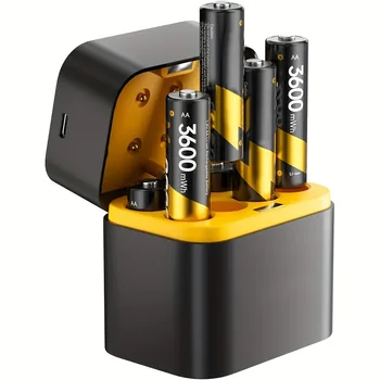 Rechargeable 1.5V 3600mWhAA lithium battery 8 sets, with fast charging box, high capacity AA lithium battery constant output lit 1