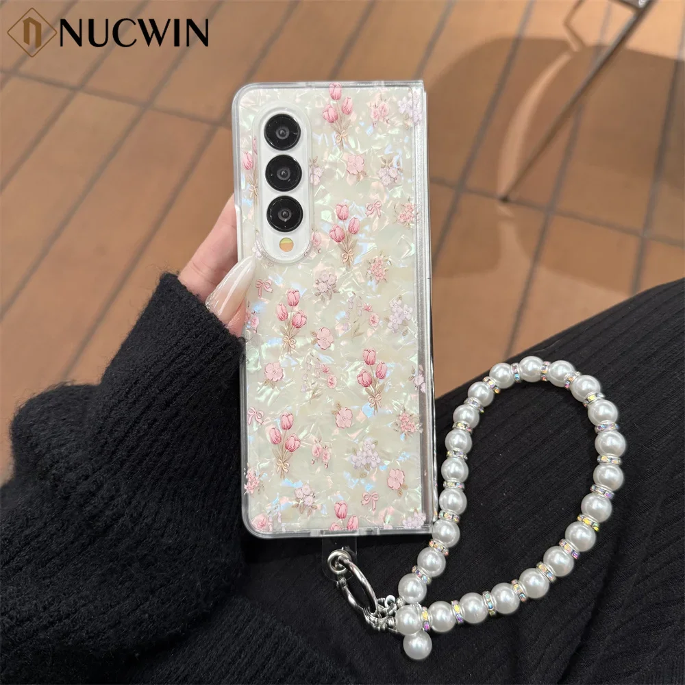 Luxury Colorful Glitter Shell Pattern Flower Case - Cartoon Pink Flower PC Shockproof Cover