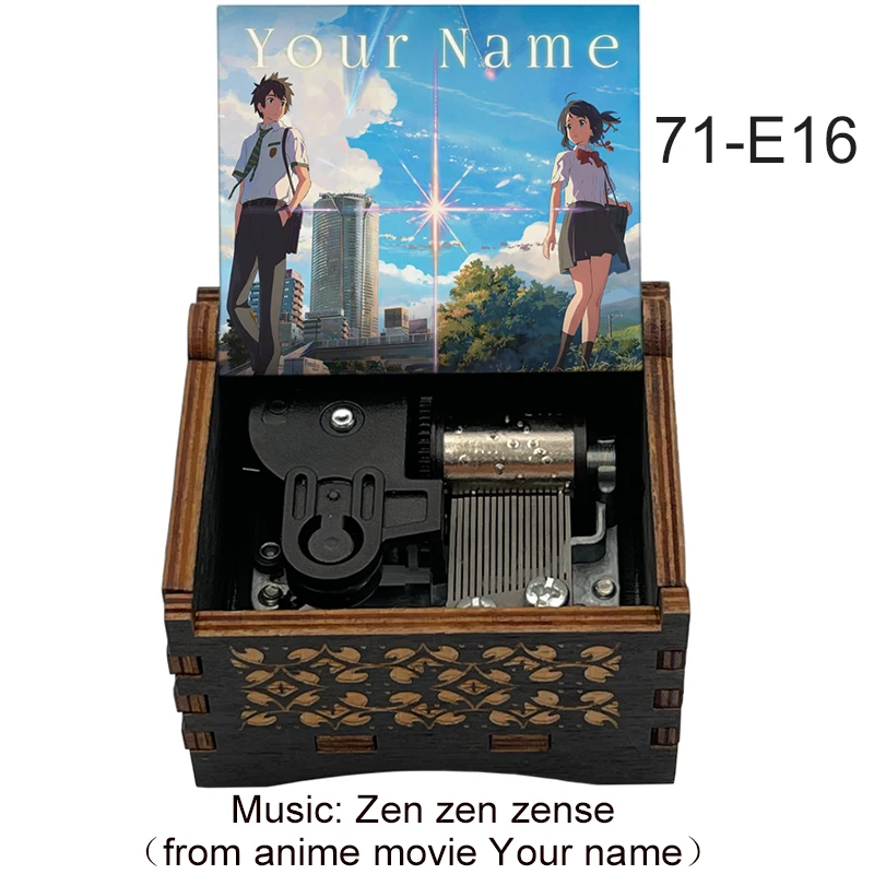 Black Wooden Mechanical Your Name Music Box Kimi no Na wa Zen zen zense Anime Fans Gift Children's Toys Birthday Cosplay Decor 3
