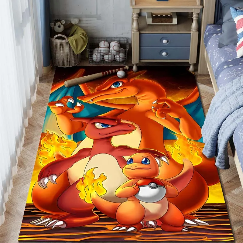 Мультяшный мультяшный ковер с принтом покемона, Charizard, дракофэ, ковер для дома, гостиной, спальни, дивана, декор детской комнаты, нескользящий напольный коврик в подарок
