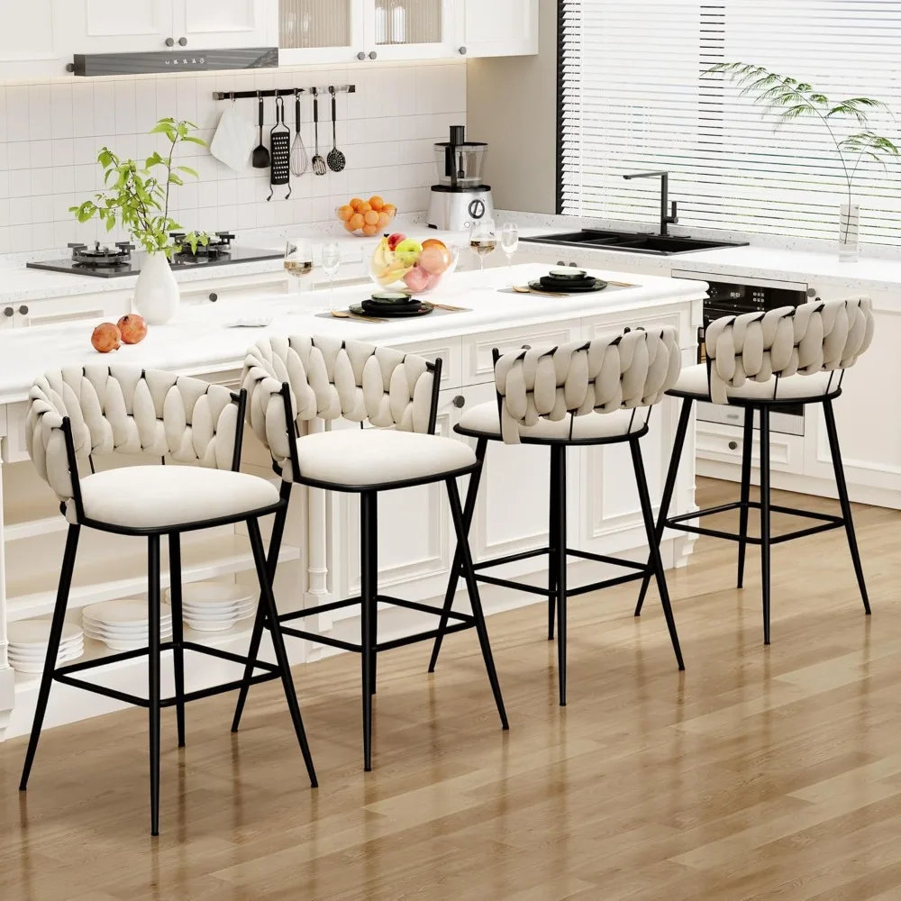 30-Inch Velvet Bar Stools Set 1