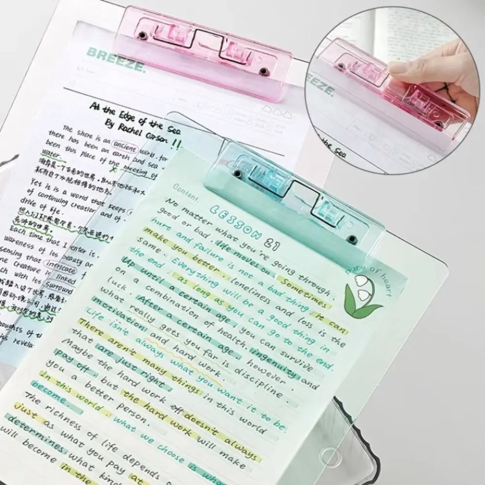 로우 프로파일 골드 클립이 있는 투명 A4 클립보드, 문서 폴더, 파일 폴더, 보드 클램프, 쓰기 시트 패드