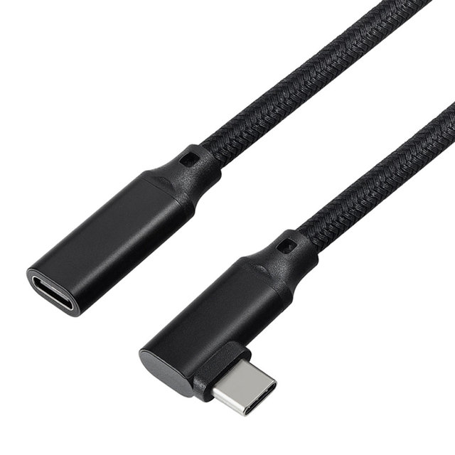 HD Type-C Extension Cable Line 5A PD 100W Right Angle Bend 90 Degree 3.1C Male to Female Data Line Type C Extension Cord