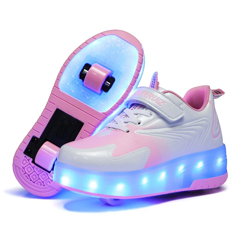 

Children's Roller Skates With Lights For Boys And Girls Students Adult Skates 2-Wheel Shoes With Wheels Deformed Shoes