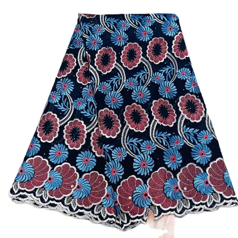 

Latest Nigerian Cotton Fabric African Swiss Voile Lace Fabric In Switzerland 5 Yards For Daily Clothes