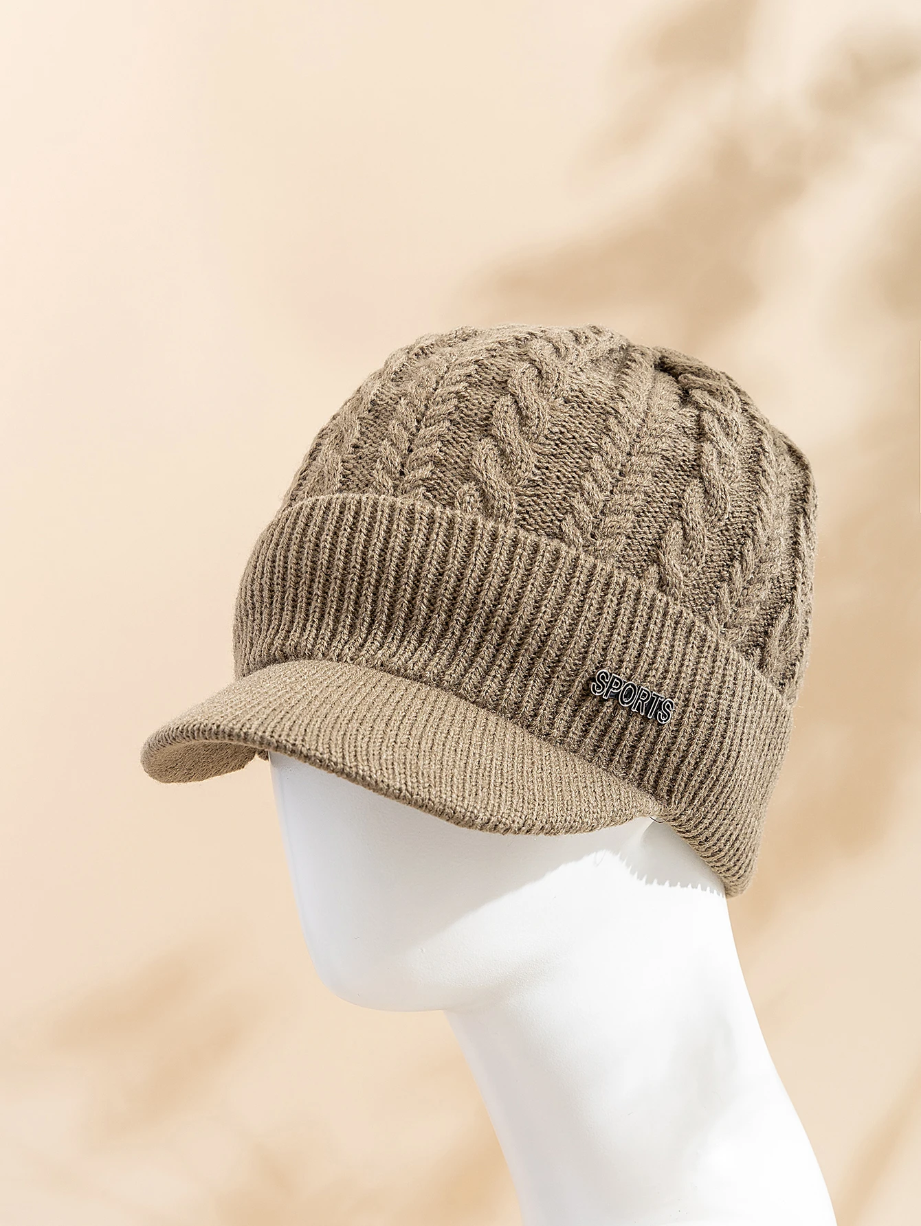 Heißer Verkauf Unisex Wintermütze mit Krempe, pelzgefütterte Beanie-Mütze, Sportetikett, gemütliche Strickmützen für Männer und Frauen – Detail 15