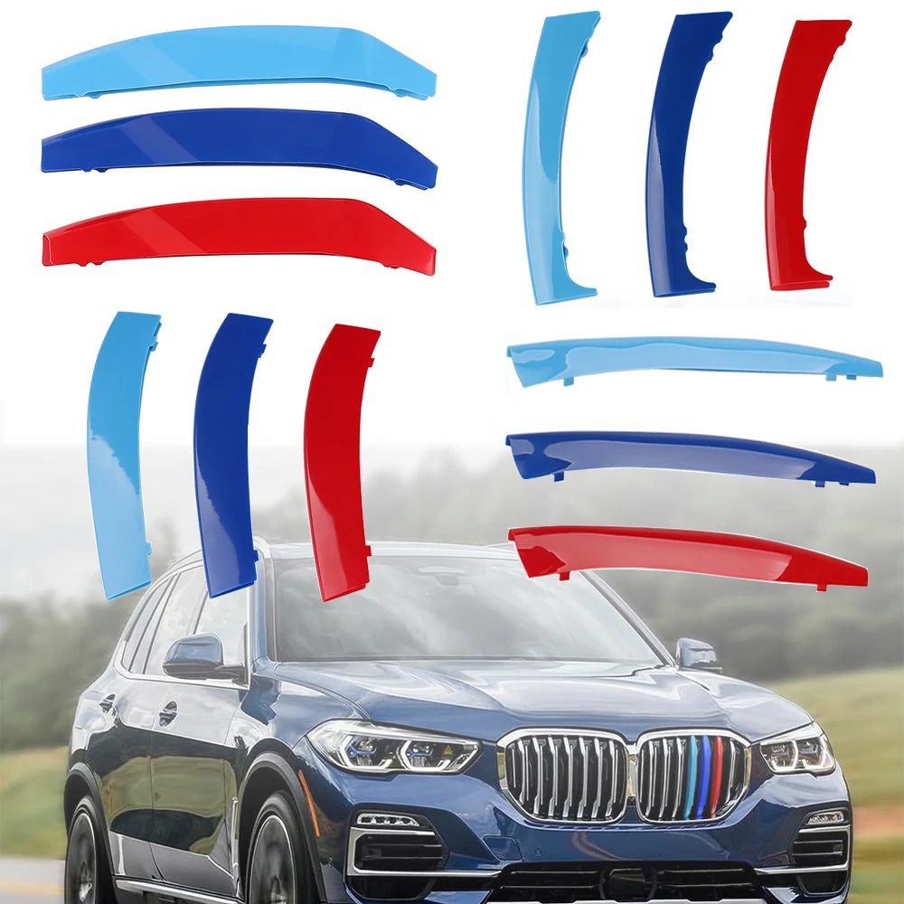 

3Pcs Car Front Grille Strip For BMW X5 G05 2019-2022 99-03 X5 E53 M 02-08 Z4 E85 M f10 Power Performance Trim Cover Accessory