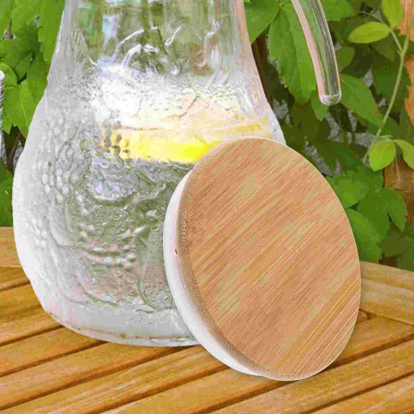 Stainless Steel Cup Cold Water Kettle Lid Glass Teapot Bamboo Wooden Bottle Replaceable Pitcher Replacement