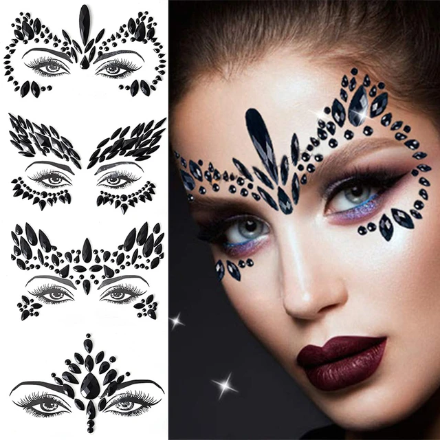 3 Style Face Gems Glitter Face Tattoos for Festival Party Crystal Face  Jewels Body Art Rhinestones Stickers Make Up Dressing Up - AliExpress