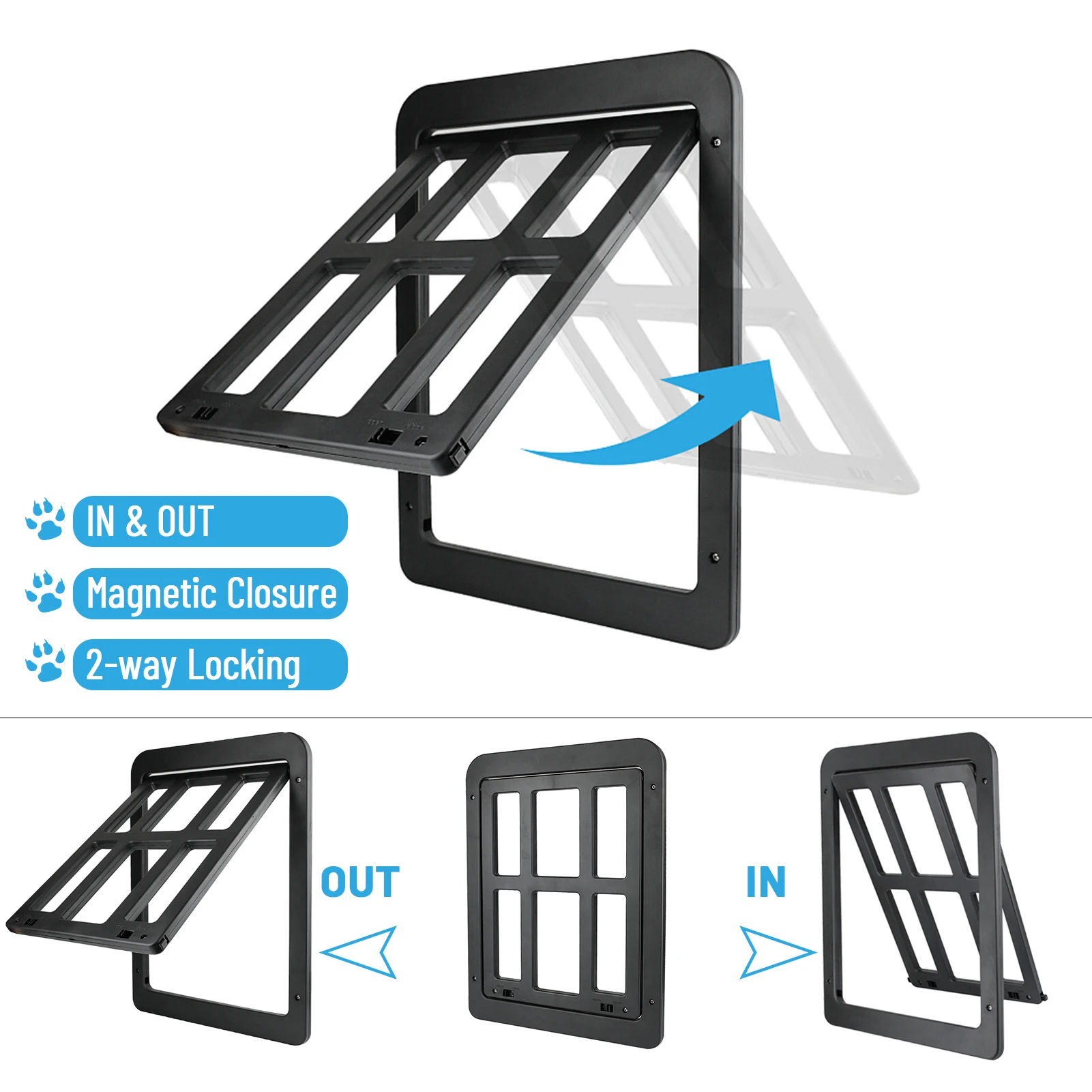 Pet Screen Door Windows Dog Cat Flap Door In Out 2-Way Locking Pets Puppy Small Dogs Cat Hole Mosquito Mesh Easy To Install