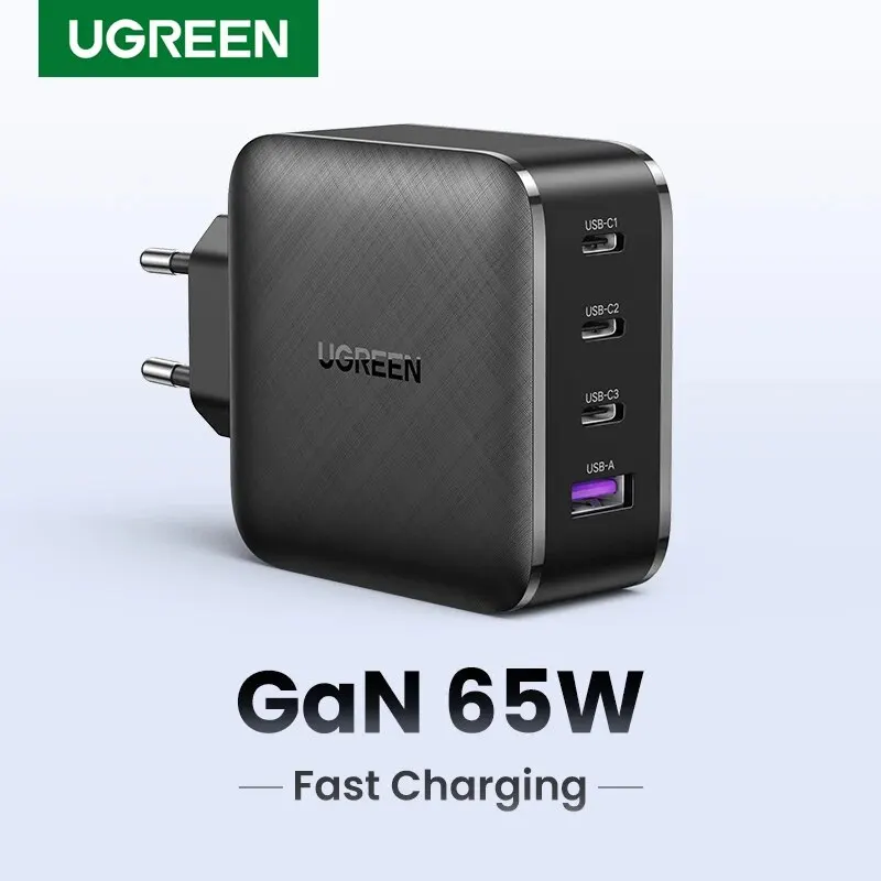 Устройство зарядное сетевое UGREEN с USB-портом и поддержкой быстрой зарядки, 65 Вт