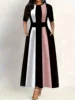 Plus size summer new women's clothing dress, elegant slim fit, fashionable and contrasting color dress for commuting