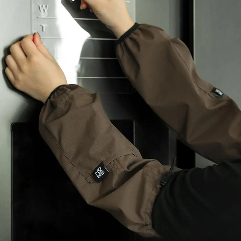 1Pair Fashionable Workwear Pocket Sleeves Oil Waterproof Oversleeve Anti-dirty Arm Sleeves Protector Extended Outdoor Sleeves