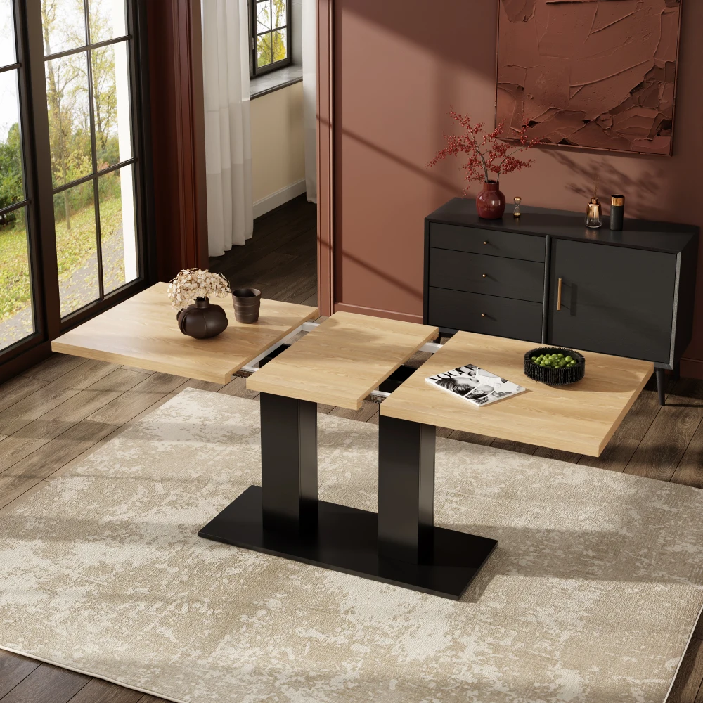 140/180*70cm Abnehmbarer Esstisch, für 6-8 Personen, rechteckige Form, verdickte Tischplatte, schlichter Stil, für Esszimmer – Detail 20