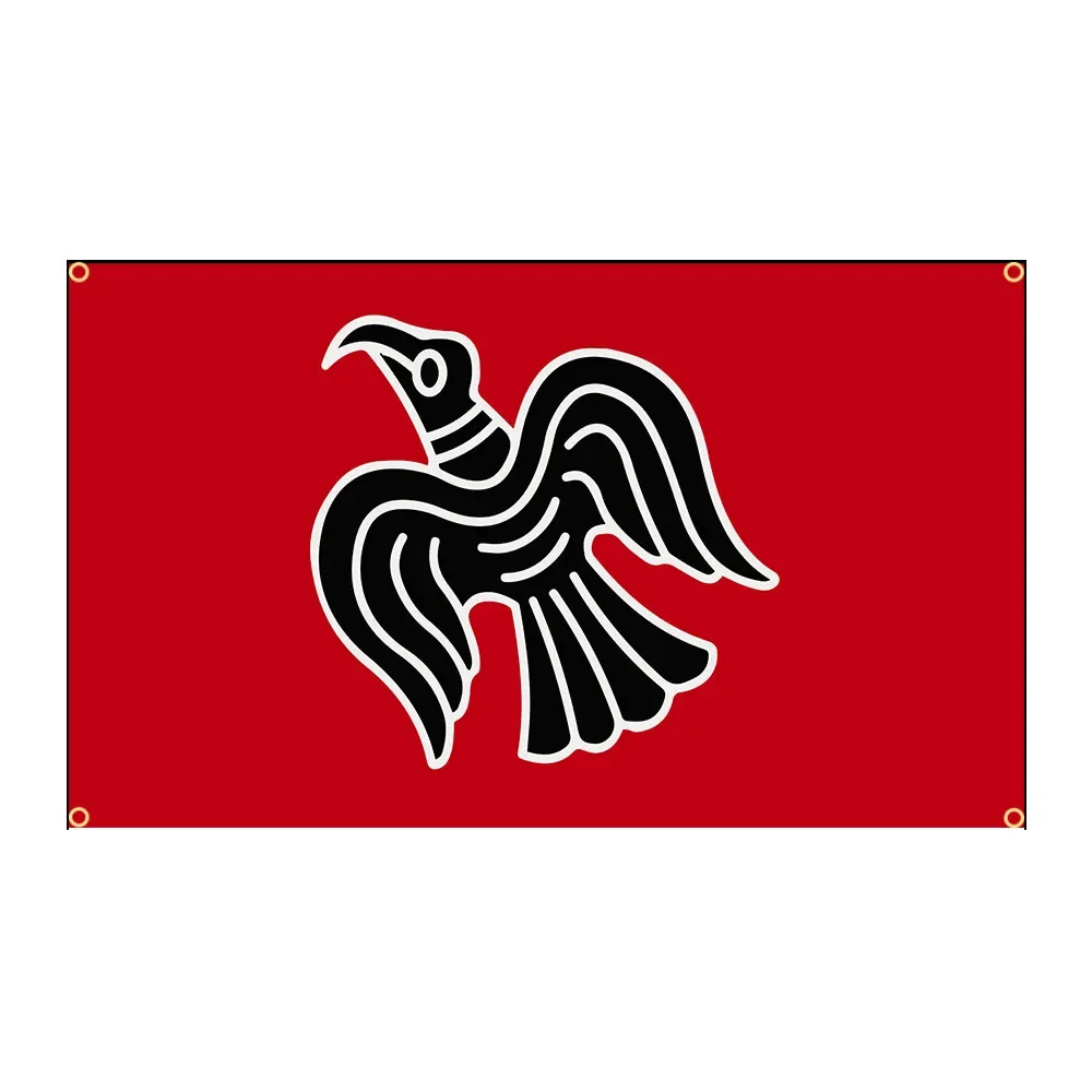 2x3 Foot Viking Norse Raven Flag - Black & Red Design With Grommets For Hanging