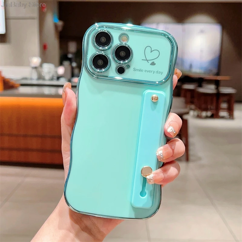 Glitter Camera Protection Luxury Jellewed Heart Holder Liquid Soft Phone Case For iPhone 11 12 13 14 15 16 Plus Pro Max Cover_voghion.com