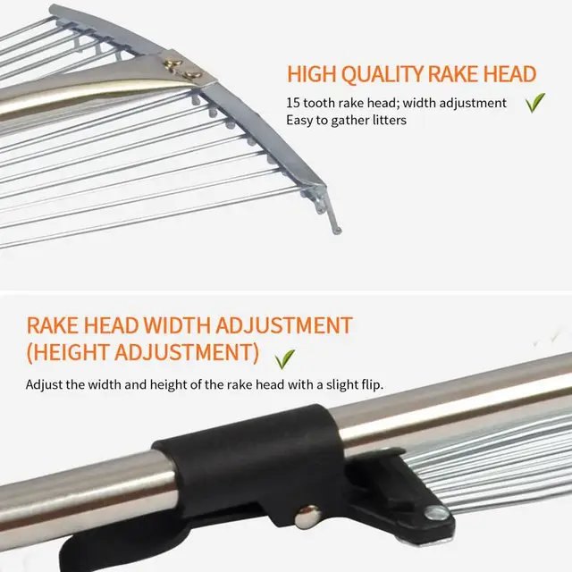 Kerti Levél Gereblye Összecsukható Gyepkert A Gyep Kertészkedéséhez Levelek És Más Törmelékek Gyűjtéséhez Hátsó Udvarban - Image 3