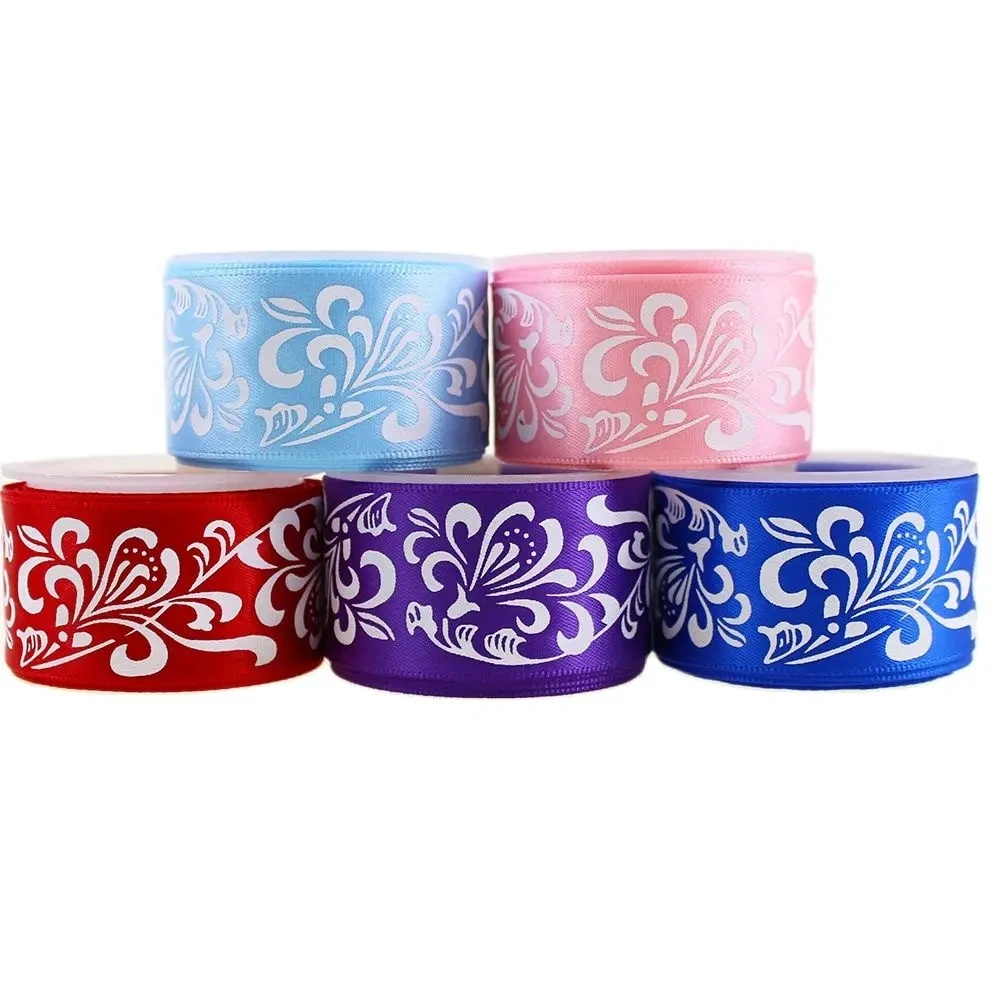 

1'' 25mm White Ink Porcelain Figure Printed Single Side Satin Ribbons For DIY Handmade Hair Accessories