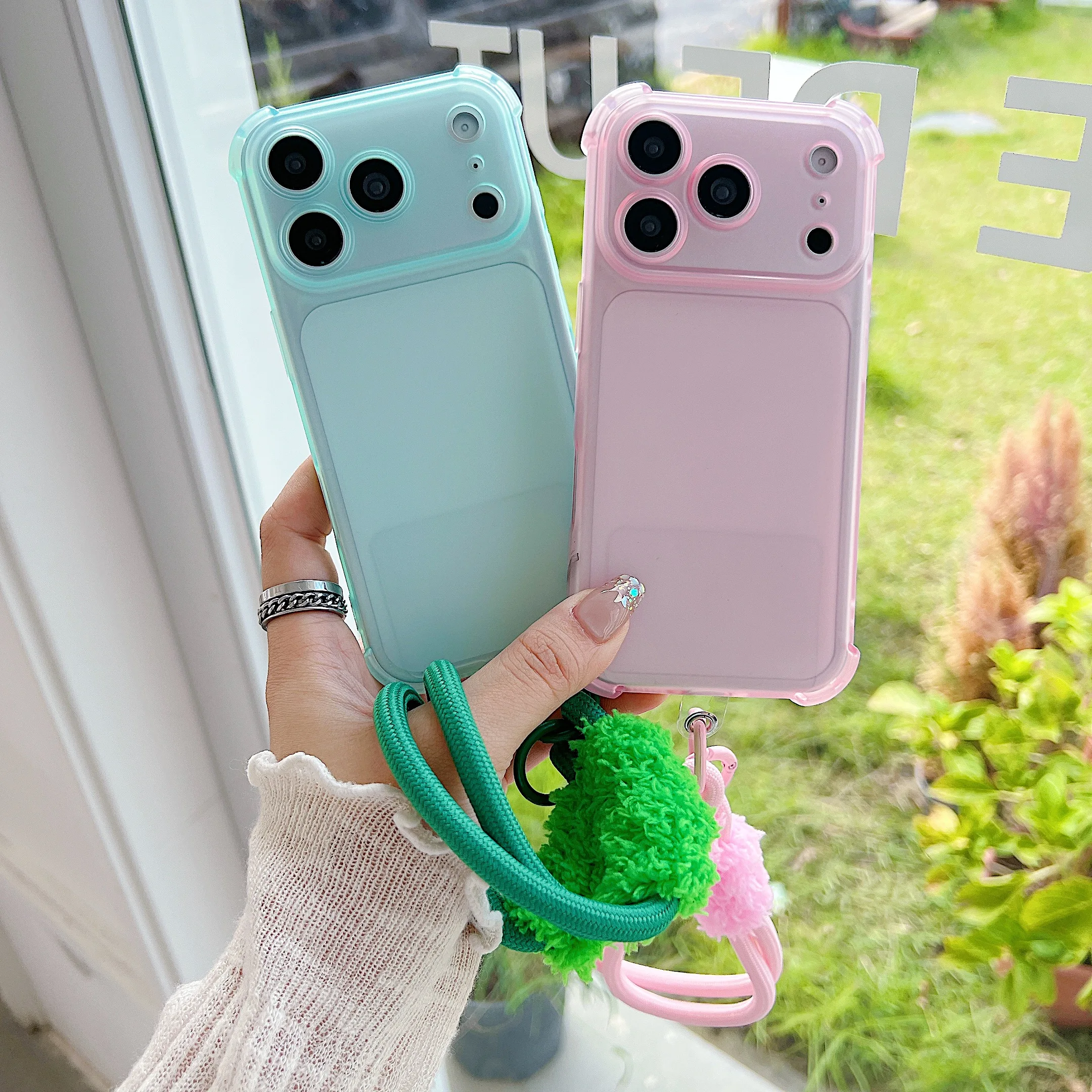 Shockproof Transparent Armor Case with Wrist Strap and AirBag Protection