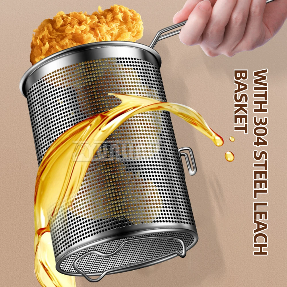 Household Small Friteuse Electrique 304 Stainless Steel Electric Fryer Multifunctional French Fries Chicken Frying Cooking Pot