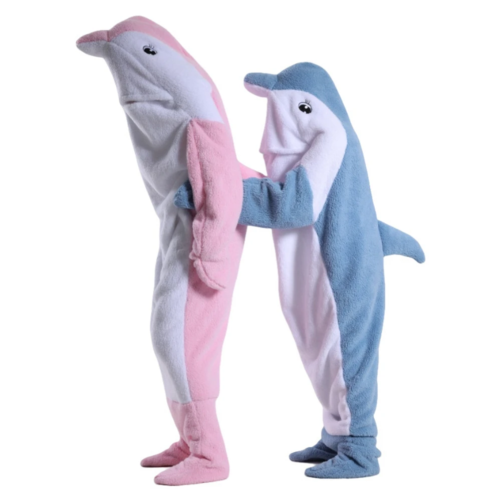 Cosplay Costumes Anime Dolphin Killer Whale Shark Kigurumi Pajamas Jumpsuits Winter Flannel Plush Adult cartoon